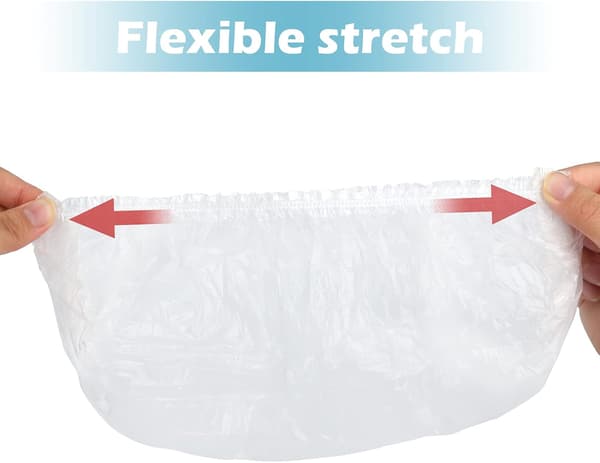1 stk. Engangs dusjhetter individuelt pakket - 44CM Plast badehetter - 100 stk. Vanntette elastiske dusjhetter for hjemmebruk