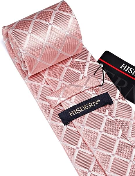 Herreslips og lommetørkle-sett Solid rutete slips med lommetørkle Formell Klassisk Elegant Slips Menn Bryllup Forretningsseremoni