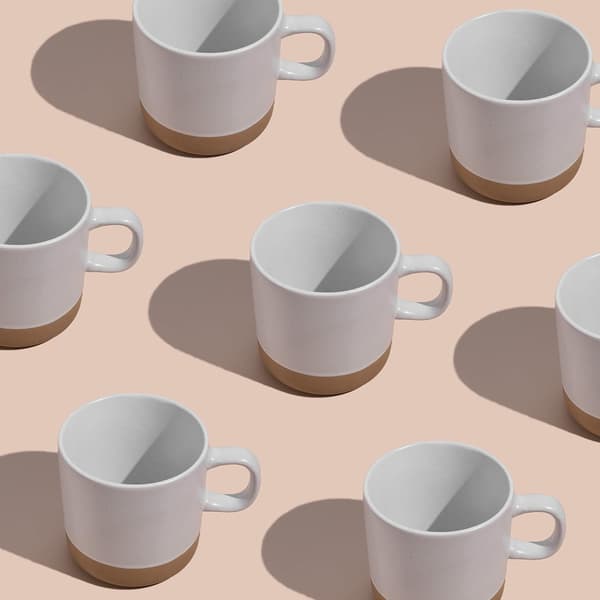 Keramisk kaffemugg vit spräcklig 355 ml, stengodsmugg för hem/kontor, mikrovågsugns-/diskmaskinssäker