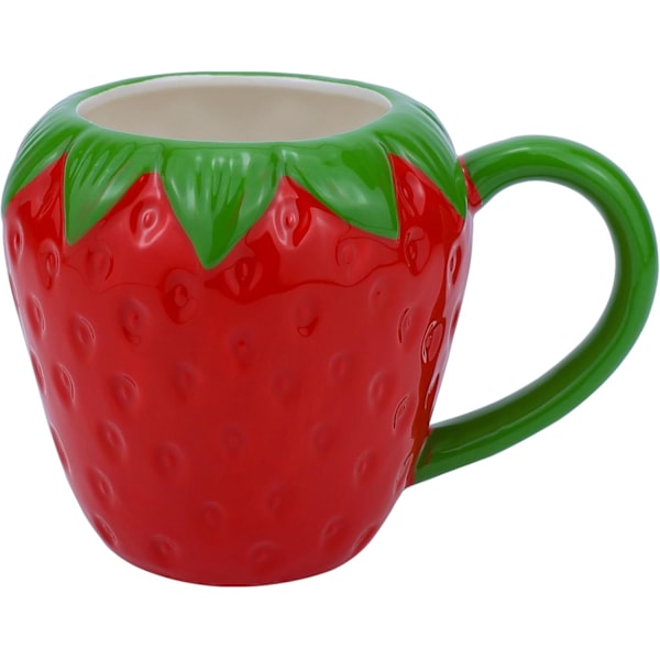 Jordgubbsmugg, Stor Kawaii 3D Fruktmugg, Keramikmugg Porslinskopp Kaffeemugg, Jordgubbsdekorativ Mugg Tekopp Kaffeemugg Födelsedagspresent