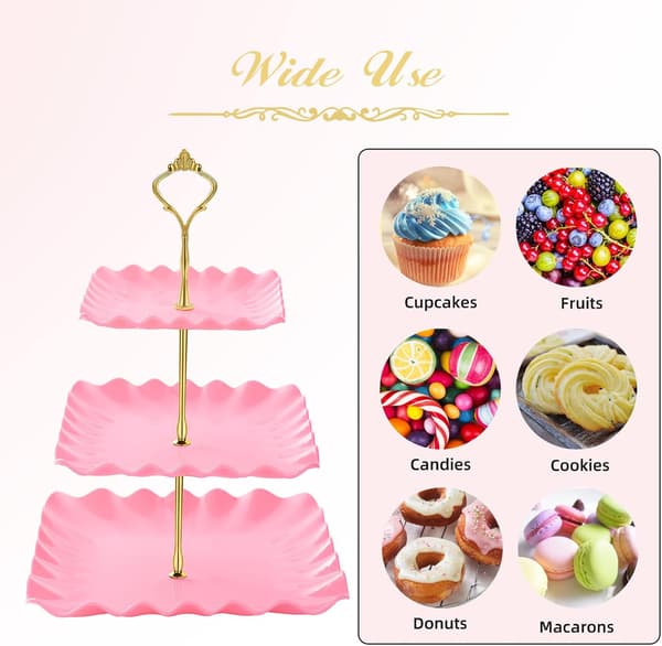 Dessert Cupcake Stand, 3-lags Cup Cake Holder Tårn til Teselskab/Fødselsdag/Bryllup