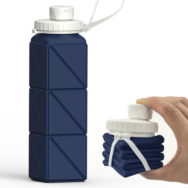 Sammenleggbar vannflaske, sammenleggbare bærbare vannflasker i silikon 610 ml, 1-pakning