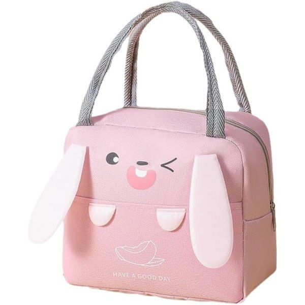 Matboks, Søt Isolert Matboks, Gjenbrukbare Matposer, Vanntett Matpose, Sammenleggbar Matboks for Kvinner, Menn, Barn Pink