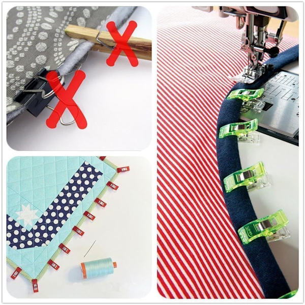 100 st. Klämmor DIY 2,7 * 1,0 * 0,9 cm Plast Sömnad för Virkning Stickning Hantverk Blandade Färger (Slumpmässig Färg)
