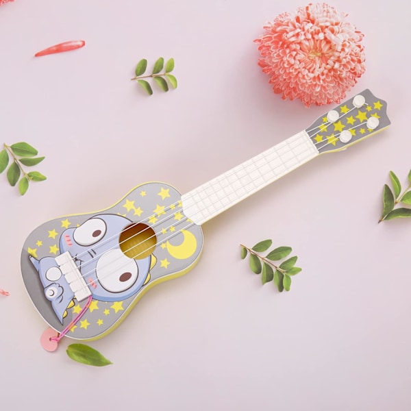 41cm Barn Gitarr, Mini Gitarr, Ukulele, Leksaksgitarr med 4 Strängar och Stämplockar, Musikleksak för Barn (Färgglada Dinosaurier)