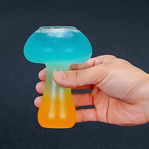 Svampeformet glascocktailglas 250 ml Svampeformet design glaskop sæt med 2 klare drikkeglas
