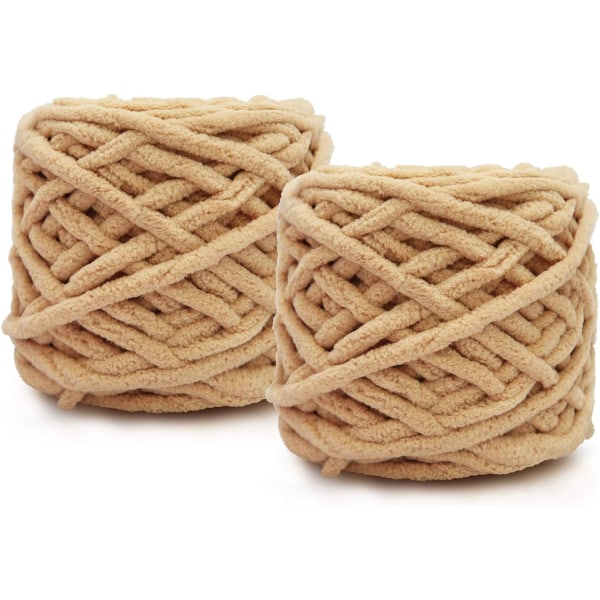2X100g Chunky Garn för Stickning Ullboll Tillverkad av Bomull, Ull och Akryl Mjuk och Varm Vävscarf och Tofflor DIY Plysch Stickning. khaki