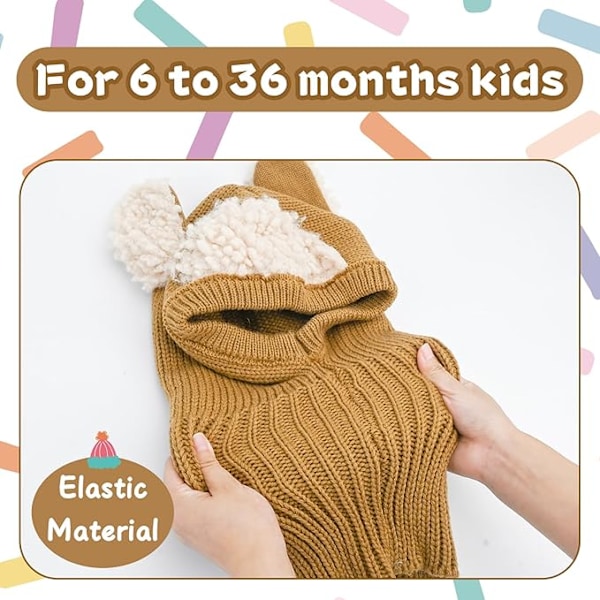 Baby Vintermössa Vintermössa Halsduk för Barn Vinter Stickad Mössa Söt Varm Halsduk Stickad Beanie Mössor med Pompom för 1-4 År Gamla Baby Flickor Pojkar