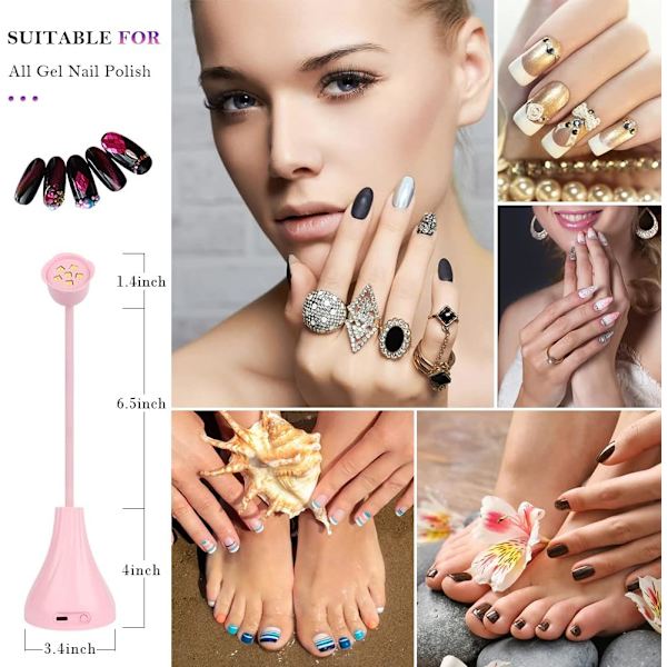 Hands Free LED UV -kynsilamppu, pyörivä hansikaulakoru Flash Cure Light kynsiin, Mini Lotus Nail Resin Light