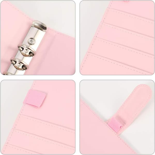 A5 PU Læder Ringbind, Genopfyldelig 6 Rund Ringbind Omslag, Business Notesbog Ringbind Notesblok og Møde Notesbog, (Pink)