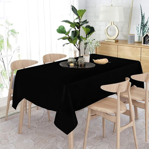 Svart duk - 60X126 tommers rektangulær duk i polyester, til 4 fots bord i vaskbar flekk- og rynkebestandig, juleduk 153*320cm