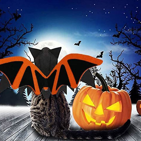Halloween-Vinger til kæledyr, Kæledyrs-Flagermusvinger, Katte-Flagermusvinger, Justerbare Kæledyrs-Flagermusvinger Cosplay Kostume til Karneval, Halloween og Fødselsdag