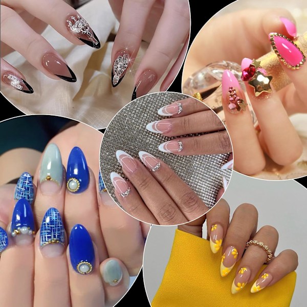 500 st Nail Tips Stiletto Korta för Akryl, Klar Halv Cover Form Nail Tips Fransk Transparent Nail Tip Press On Falska Konstgjorda Naglar, 12 Storlekar