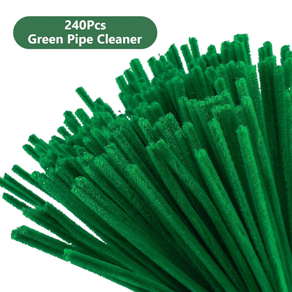 100 kpl tummanvihreää putkenpuhdistinta, 6mm*30m chenille-varsia, chenille-askarteluputkia DIY- ja puhdistustöihin (tummanvihreä)