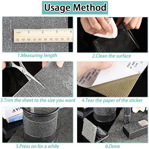 Bling Krystal Rhinestone Stickers DIY Selvklæbende Funklende Rhinestone Ark til Bil Dekoration Sort, 9.4\" x 7.9\"