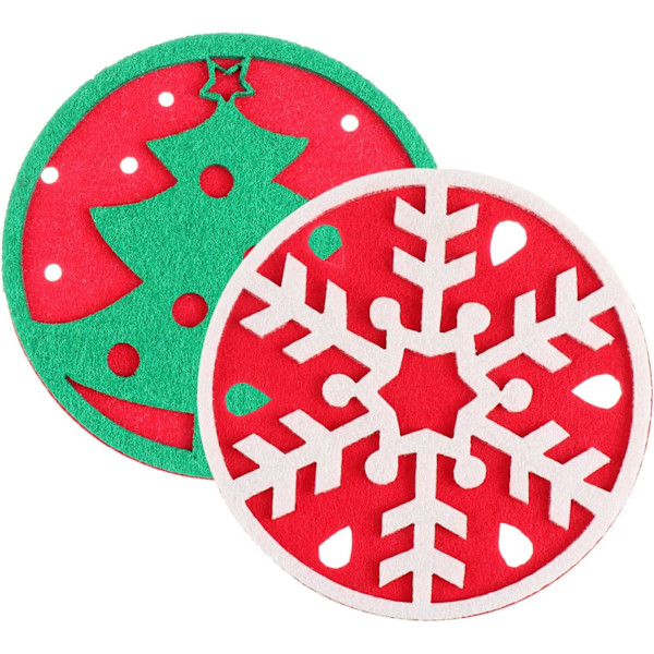 10 Pieces Christmas Coasters Christmas Cup Coaster Pad Cup Trivet Felt Coasters Cup Coaster Mat Felt Fabric