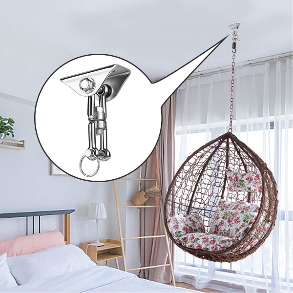 Svingoppheng, sett med 2 i rustfritt stål 360° svingbare hengekroker med hengslet bolt