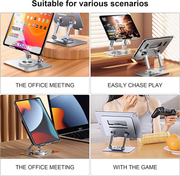Tabletstativ, 360° roterende laptopstativ, stativ 12,9 tommer