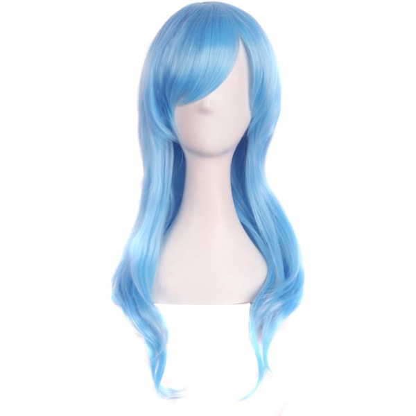 70cm/ 28 tommer Lang Krøllet Dame Krøl Anime Kostume Paryk Sky blue