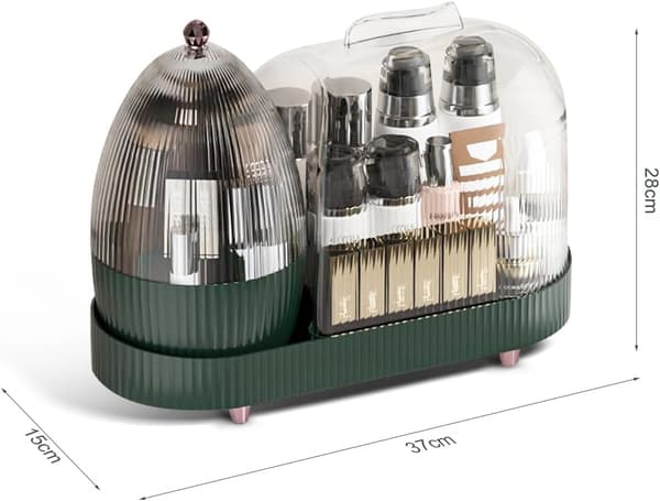 Makeup Organizer, 360 roterende makeup opbevaringsorganizer, til kommode badeværelse soveværelse (mørkegrøn)