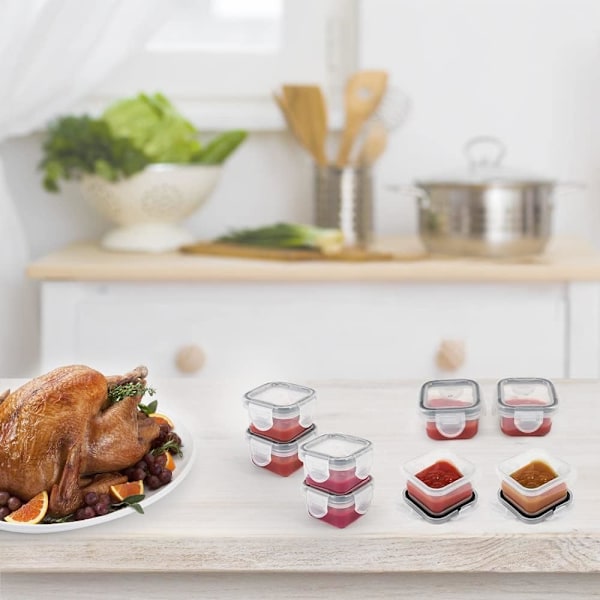 Mini Salladsdressingbehållare Återanvändbara Plastbehållare för Sås Små Såsbehållare med Lock för Lunchlåda Picknick Resa