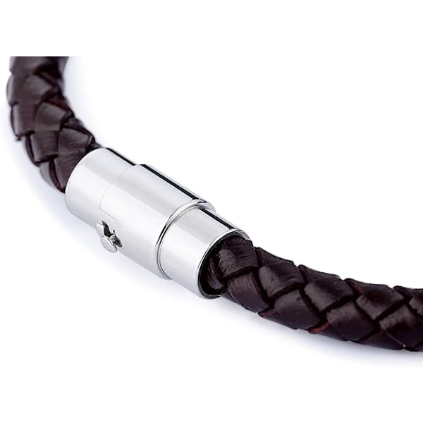 2 st, flätad läderarmband i rostfritt stål för män och kvinnors handledsmanchett armband, svart