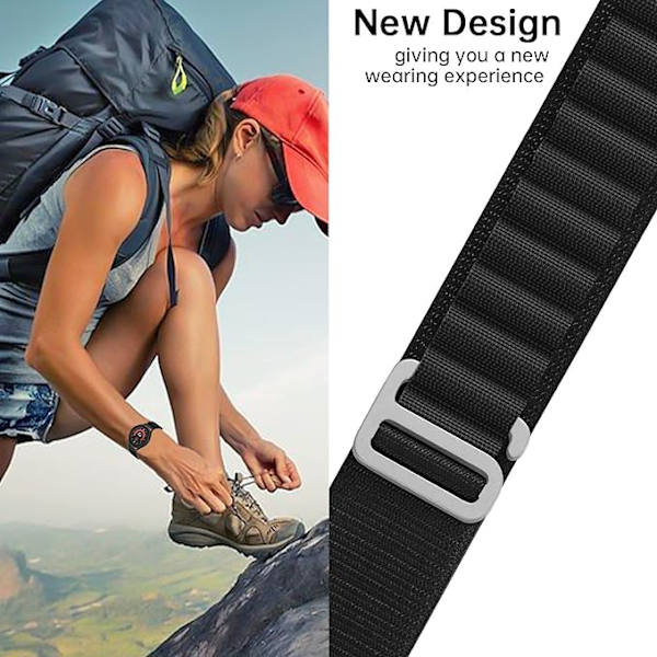 Silmukkahihna yhteensopiva Samsung Galaxy Watch 5/4 40mm 44mm/Watch5 Pro, 20mm säädettävä urheilunylon G-koukku Huawei Watchille, Amazfit GTS
