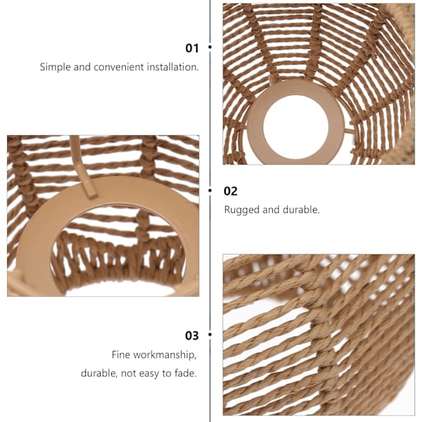 Vävd lampskärm Retro rotting flätad korg taklampa