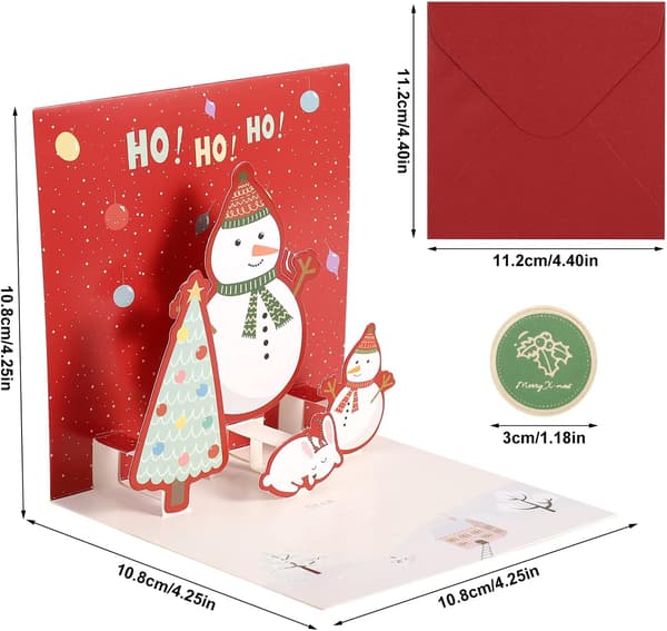 6 st Pop Up 3D julkort med kuvert, tomte älg pepparkaka, julgran kort, Pop Up för barn vänner julklappar
