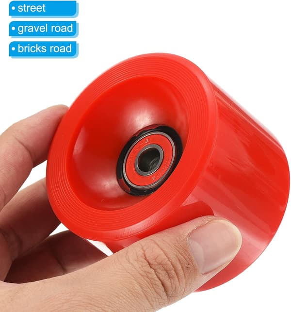 78A Longboard Hjul, med ABEC-9 Lejer, Bløde Cruiser Hjul, til Skateboards, Rød