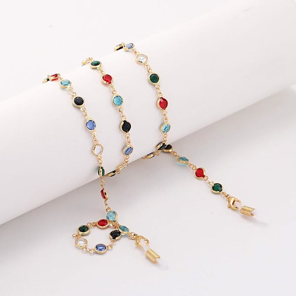 Mote Trendy Briller Kjede Solbriller Stropp Briller Holder Krystall Expression Perler Lese Bohemian Briller Stropp Silver