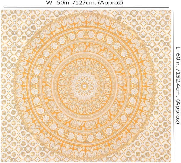 Bohemisk Mandala Tapestry Roséguld Bomull Väggbonad med Boho Elefantdesign för Sovrum, Sovsal, Heminredning 130x150 cm