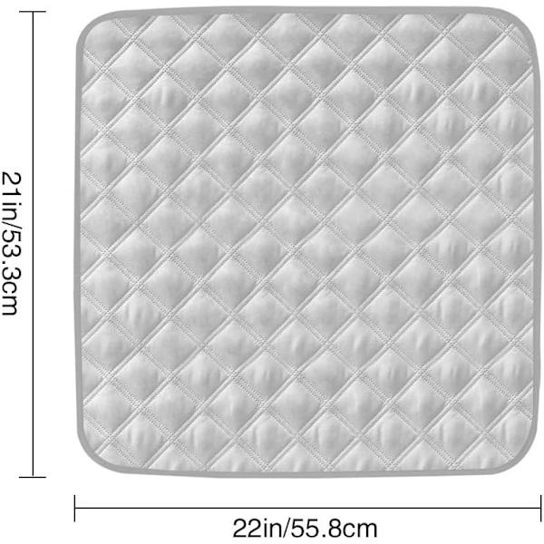 2-pack tvättbara sittdynor (21x 22 tum) för inkontinens - skydd för seniorer, vuxna, barn eller husdjur (grå)