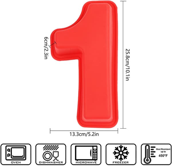 Nummer 1 kageforme, 3D store silikone tal kageforme, DIY bageforme, non-stick kageforme til fødselsdag og jubilæum