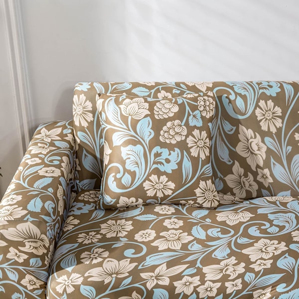 Sofaovertrekk, elastisk sofaovertrekk, anti-ripe sofaovertrekk for kjæledyr black and white branches and leaves 185cm