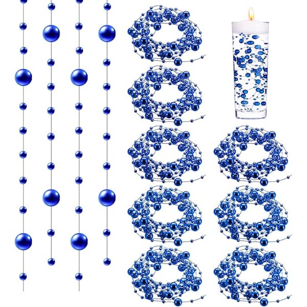 1 stk 30 cm Kunstige Perletråder for Flytende Lys Imitasjon Perletråd Fyllstoff for Vaser Hjem og Bryllup Juldekorasjon Royal blue
