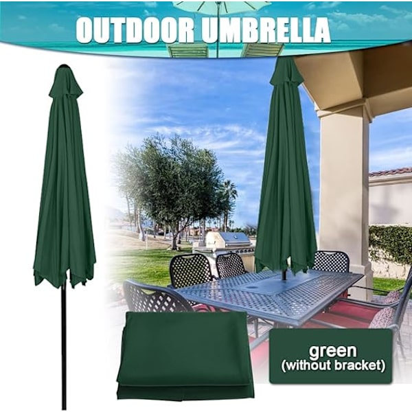 9,8 Ft Udskiftnings-Parasoldug, Universal Parasol Udskiftningsstof, Haveparasol Solskærm Dækning til Have Terrasse Have Strand dark green