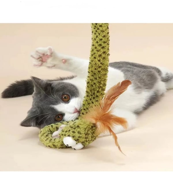 Katt leksaker för inomhuskatter fjäderleksaker, 1 st skallerorm interaktiv rolig katt leksak elasticitet trollspö kattunge leksaker
