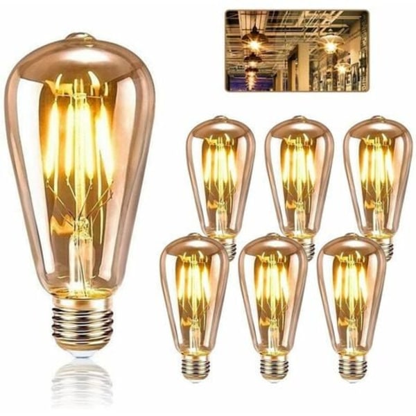 Set of 7 E27 Bulbs, 4W LED Retro Bulb Christmas Decoration etc, Warm Amber