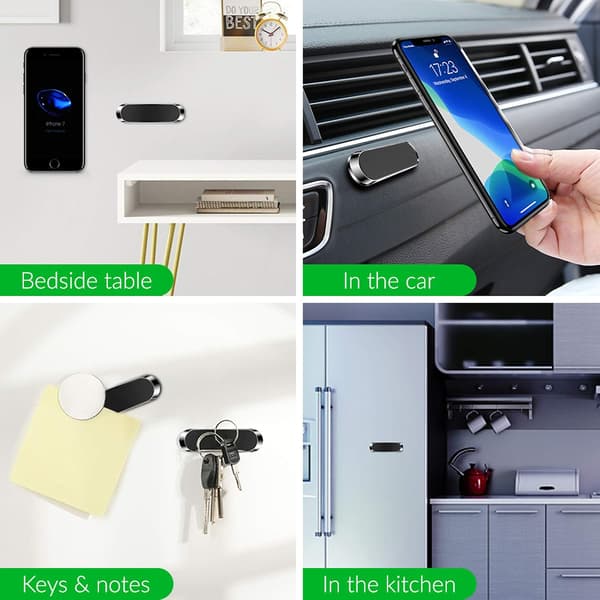 Magnetisk Smartphonehållare - Bil Mobiltelefon Instrumentbräda Magnetfäste, Roterbart Ställ, Universell Vägg (Silver)