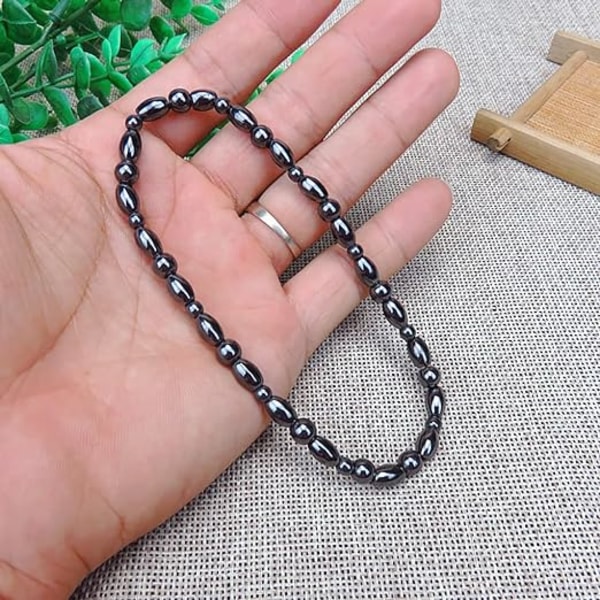 Damankel med magnet, hematit, lindrar ledvärk och främjar sömn, 2 stycken, blank svart 6 mm
