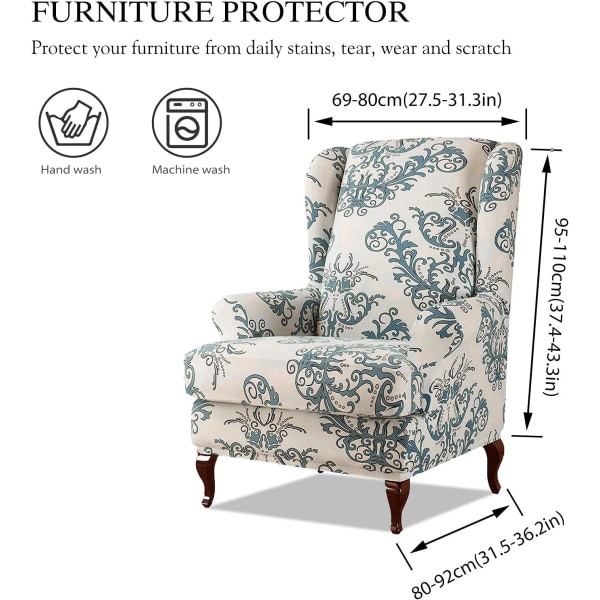 Wingback fåtölj överdrag set om 2 sofföverdrag stretch fåtölj överdrag elastiskt fåtölj överdrag skydd för stol beige
