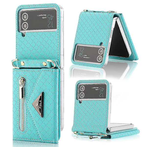 Lompakkokotelo Yhteensopiva Galaxy Z Flip 4:n kanssa, Crossbody-kaulanauha Pu-nahkainen suojakuori korttipaikoilla
