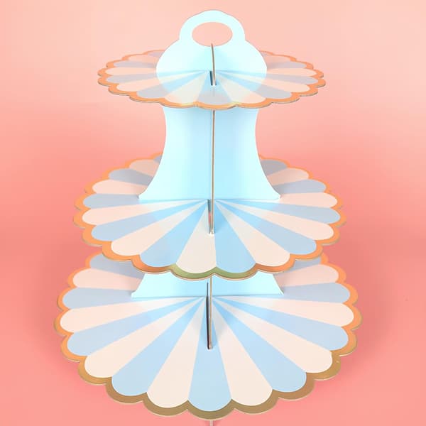 Muffinsställ, desserttorn, tårt- och bakelsehållare (blå och vit)