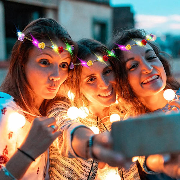 12 LED-blinkande blomsterdiadem - Fest, Halloween, Jul, Bröllop, för kvinnor