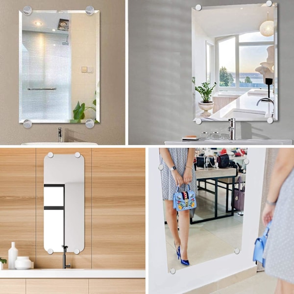 8 stk Runde Speilbeslag, Badspeil Glass Beslag Sinklegering Vegg Runde Braketter - Speil Fiksering Ladning