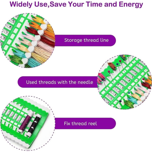 Broderi tråd arrangør 30 positioner garn arrangører korssting trådholder række linje klassificere værktøjer grøn