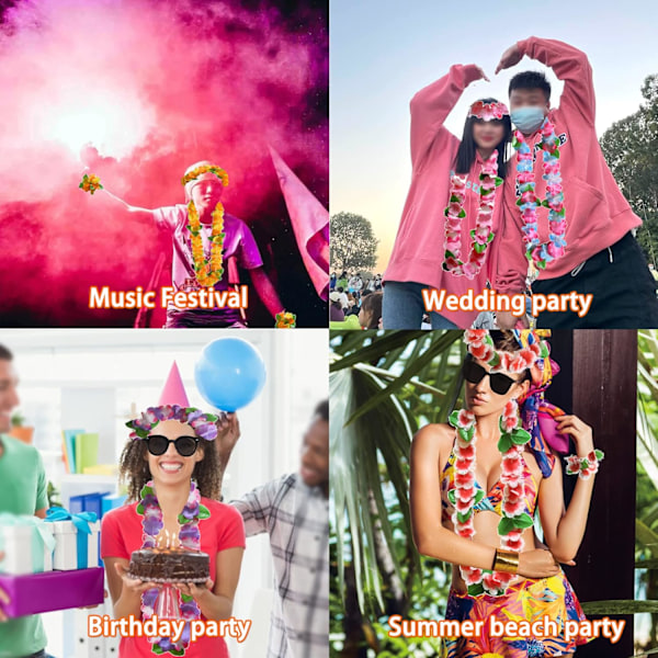 Festlige Blomsterkæder Juleblomsterkrans Hårkæde Armbånd Græs Skørt Blomsterkæder til Cheerleading Party Karneval Jul Color 10