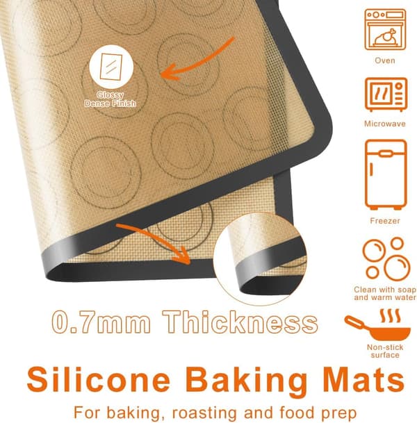 Silikone Macaron Bageunderlag, 42×29,5 cm Non-stick Bageunderlag, 2 STK Tykke Silikone Bageunderlag, til Macarons/Kage/Brødbagning
