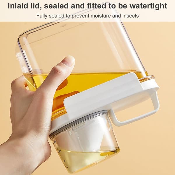 Spannmålsbehållare, med mätkopp, risförvaringsbehållare med lufttäta lock, behållare för ris, pasta, tvättpulver, 1100ML